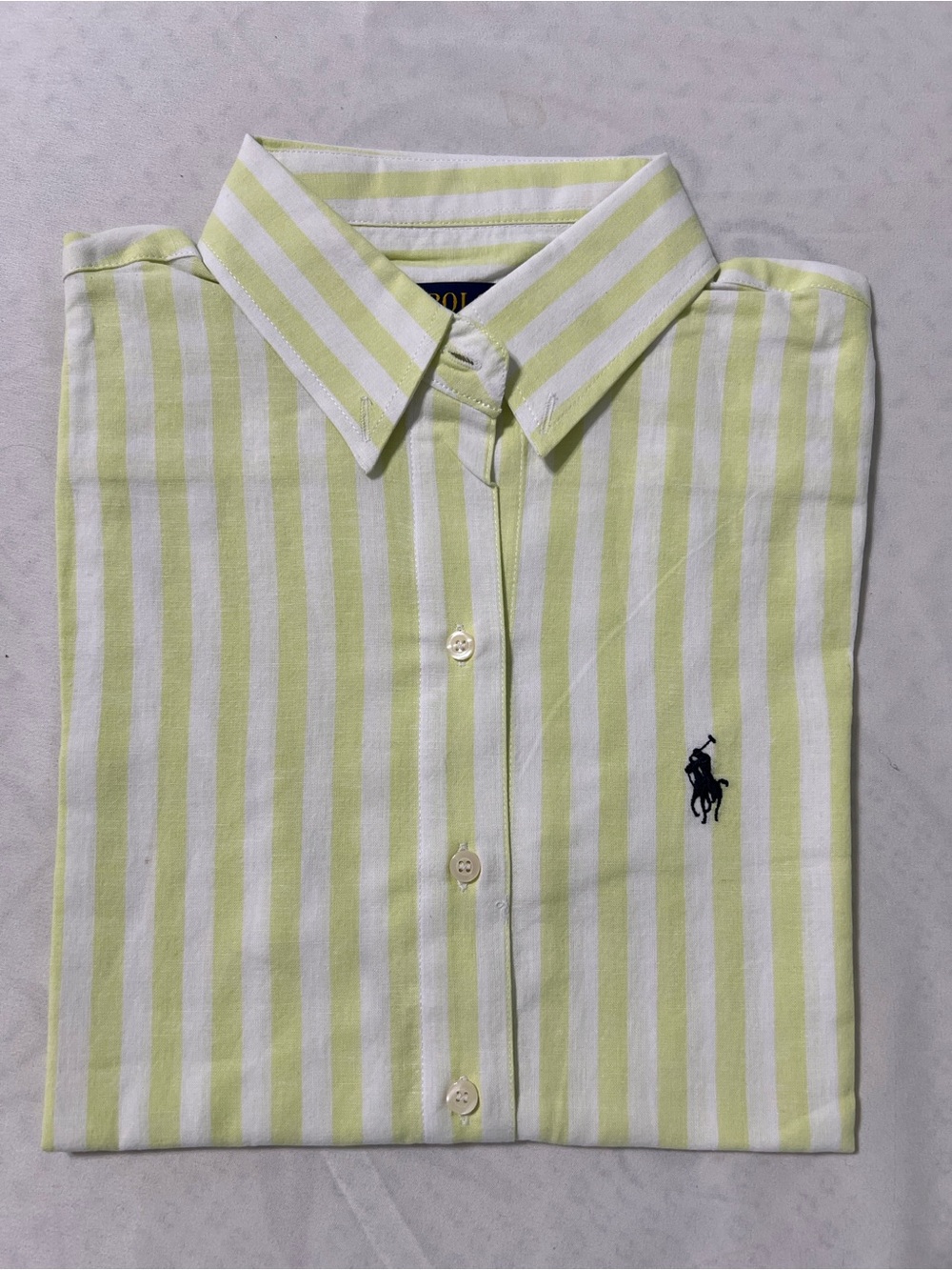 Ralph Lauren Yellow and White Striped Button-Down Shirt